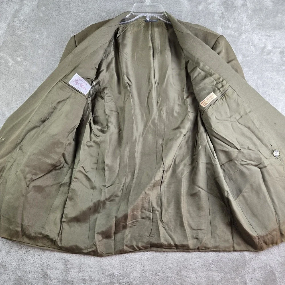 Vintage Lizi Rossi Blazer Men Olive Green Wool Double Breasted Pura Lana Vergine